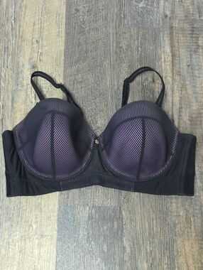 Ashley Graham Purple & Black Longline Underwire Bra